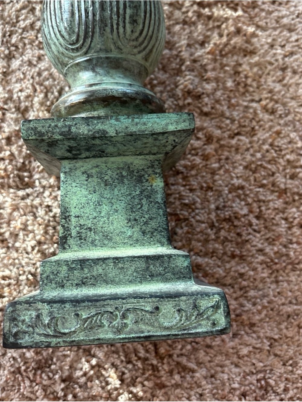 Antique-Style Green Patina Decorative Candlestick Brass - Picture 10 of 12